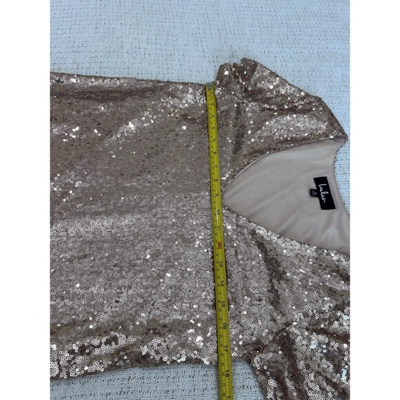 Lulus Light Up The Night Pink Champagne Sequin Shift Dress Sz Small Cocktail - Picture 5 of 7